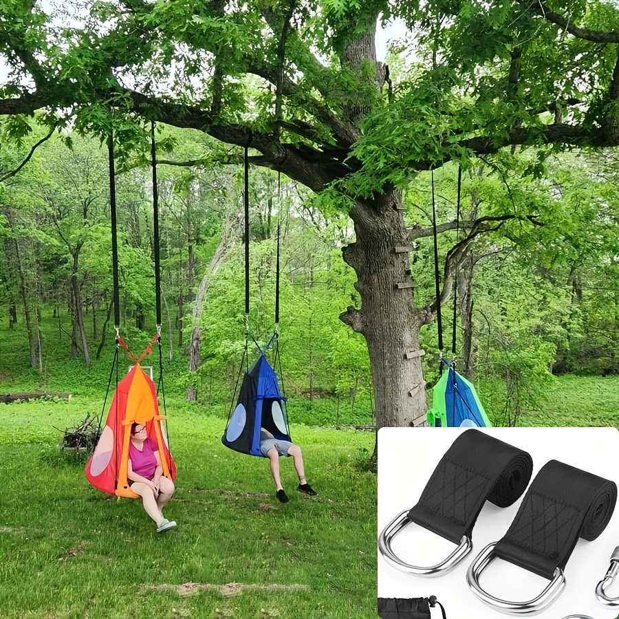 

1pc Tree Swing Sling Set Heavy Duty Camping Hammock Sling With Safety Latch And Carrying Bag Suitable For All Swing Types Outdoor Sling