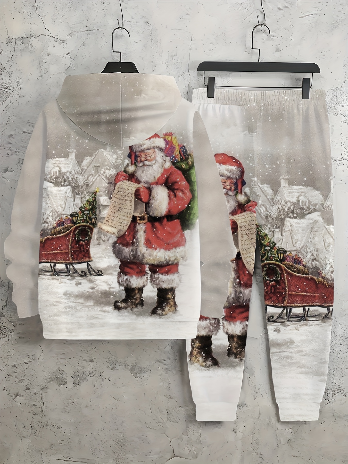 women's plus size santa claus print hoodie joggers set cozy Temu