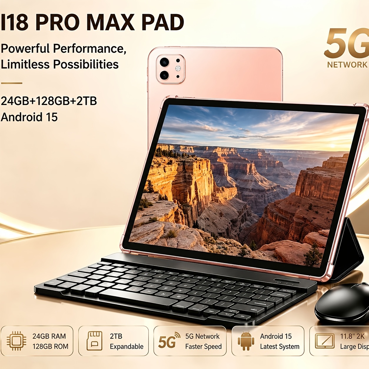 Image of 2026 New Flagship 15 Tablet, 10-inch 2-in-1 Pad Pro Max | 24gb+128gb (1tb Expandable), Long-lasting Battery, Hd Cameras, Gps, Free Keyboard And Protective Case, Tablet, Pad