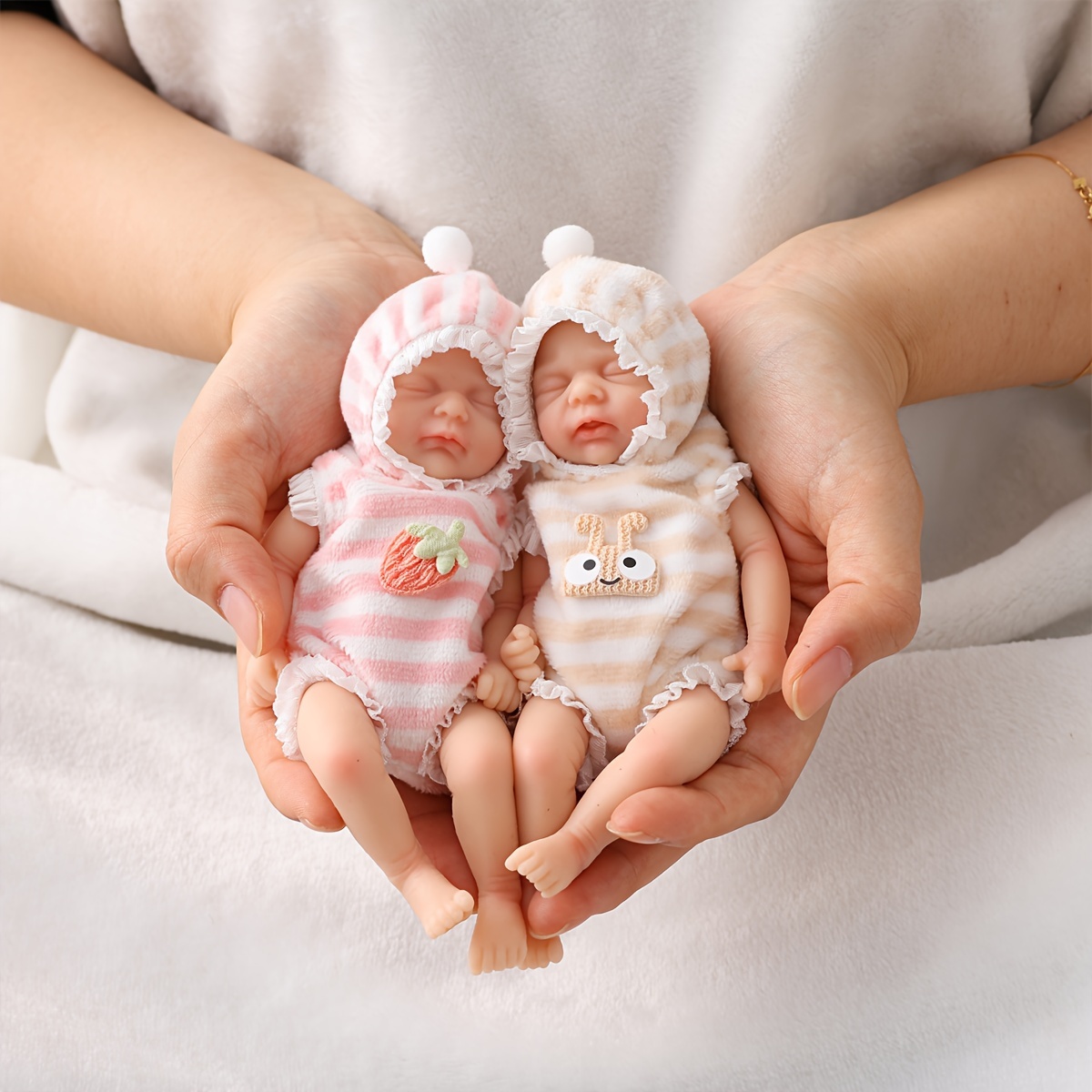 Twin Miniature Baby Dolls Handcrafted Silicone Surprise Accessories Included for Children Ages 3 6 Years Realistic Newborn Baby Doll Set