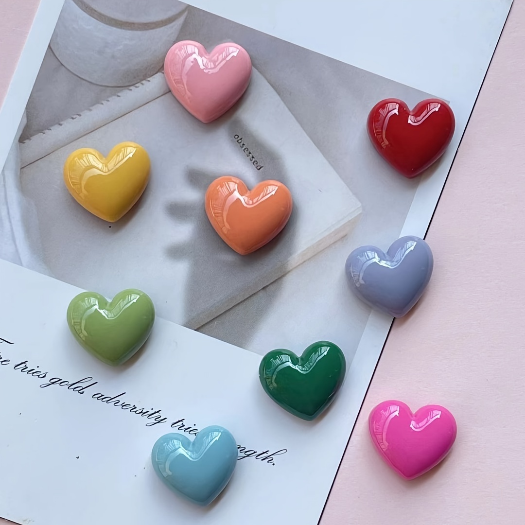 Image of 9-pack Heart-shaped Plastic Refrigerator Magnets - Decorative Magnets For Kitchen, Office Whiteboard, Storage Cabinet & Dishwasher - Ideal For Christmas & Halloween Decor, Mother's Day Gift