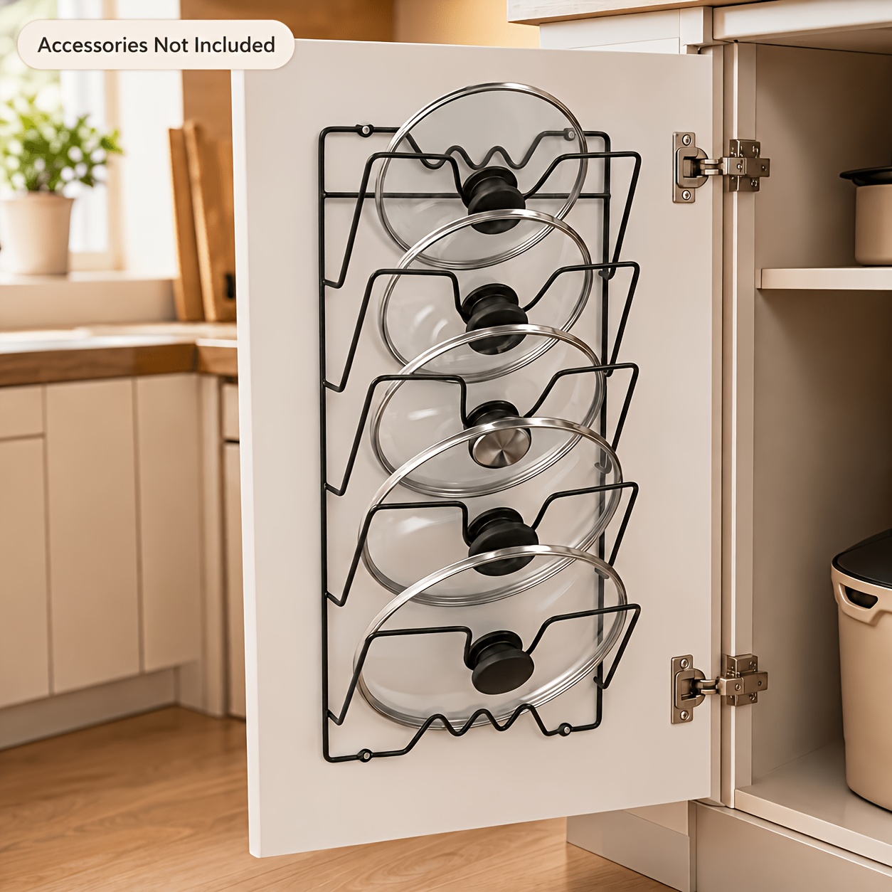 TEMU 1 pièce Grand support mural de rangement pour couvercles de casseroles, Matériau épaissi, Organisateur de cuisine multifonctionnel, Support de