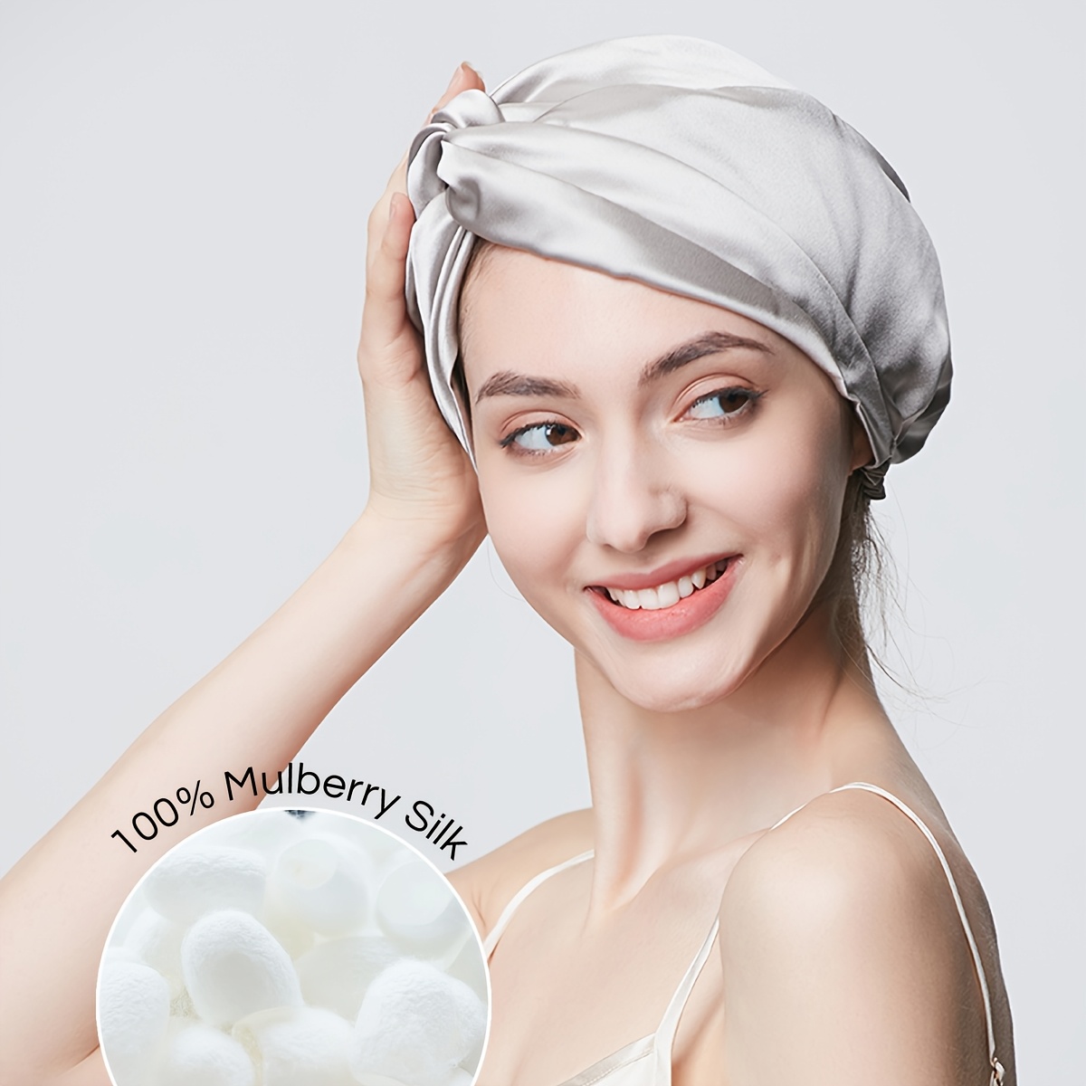 [r rachelsilky] czapeczka do spania z 100% jedwabiu morwowego, 6  19  , dwuwarstwowy satynowy turban, gładka z obu stron, owijka do włosów z skręcanym przodem, nocna czapka do pielęgnacji włosów dla kobiet