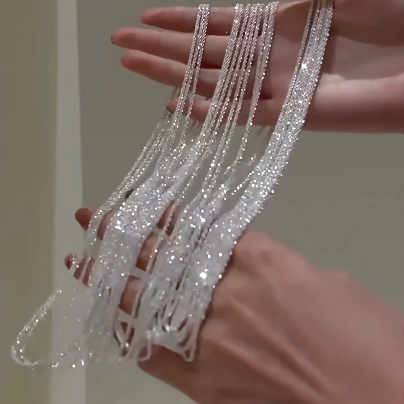 Image of Shiny Male And Female Minimalist Chain Necklace Clavicle Chain Wedding Party Decoration High-end Jewelry Gift