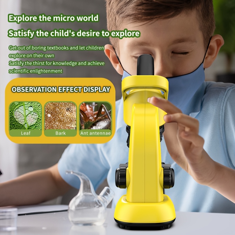 Professional Microscope For Children, Teenagers And Adults, 40X-16000 Times LED Illumination, Adjustable Focal Length, Glass Slide, Science Education Toy Set, Festival And Birthday Gift