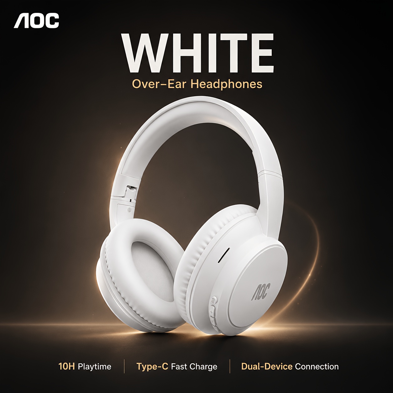 Aoc Head-mounted Earphones With 12h Long-range Gaming Earphones, -30khz Low-latency Gaming Mode, Restoring For Games And Movies True Wireless Earphones, Comfortable And Breathable