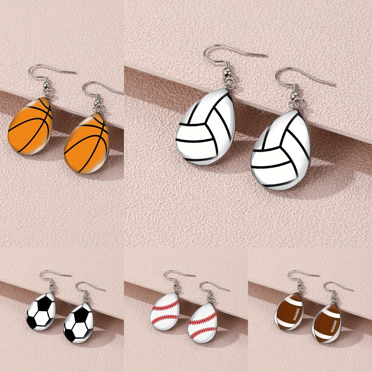 Volleyball Clay Drop Hook Earrings, Volleyball Jewelry