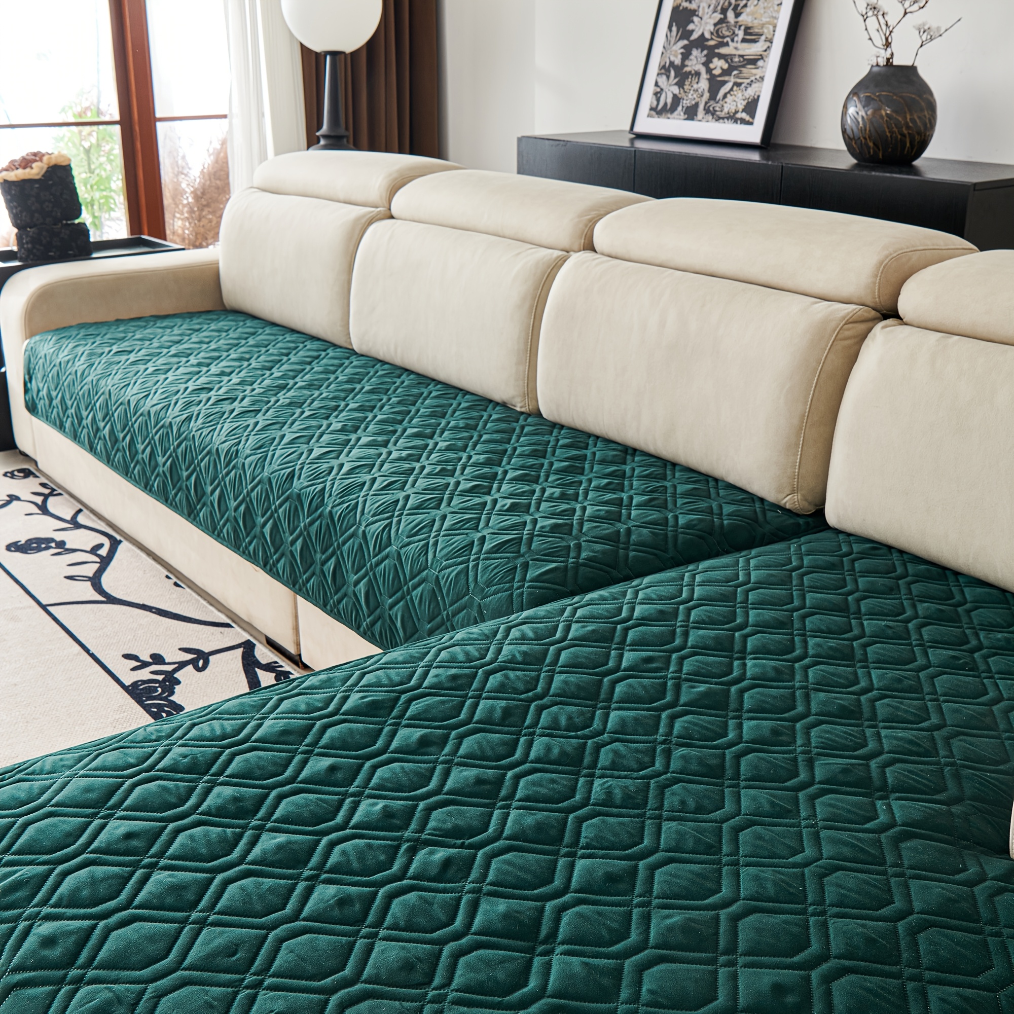 Pet-friendly Technology Sofa Cushion Set, Classic Checkered Non-slip Sofa Protector, Machine Washable Couch Cover For 2-4 Seater Combination Sofas, Living Room Bedroom Office Decor
