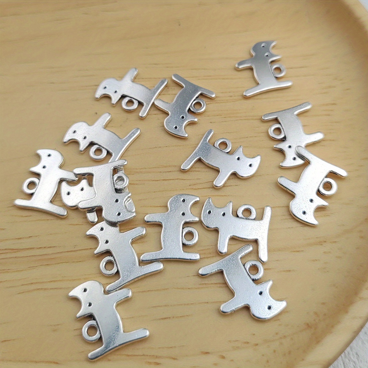 TEMU 15pcs Silvery Cat Charms Pendants For Jewelry Making Necklace Bracelet Earrings Additions