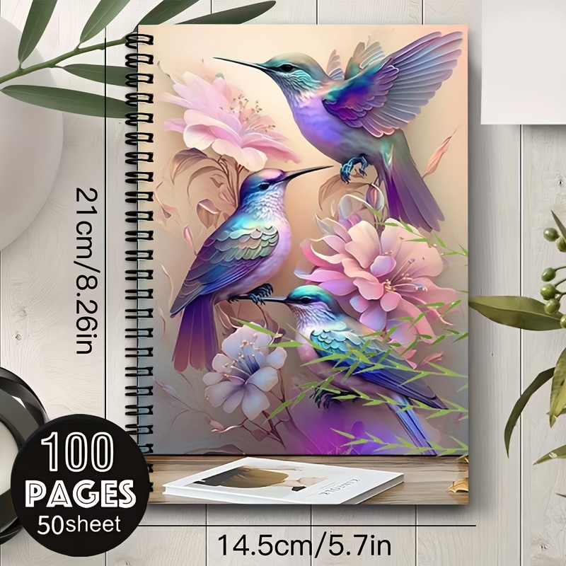 TEMU 1pc Cahier A5 à spirale 100 Pages X /5.7 X 8.26 Inches [2D] Plat, Journal pour Notes de Jardin de Printemps, Planification de Voyage, Cadeau de