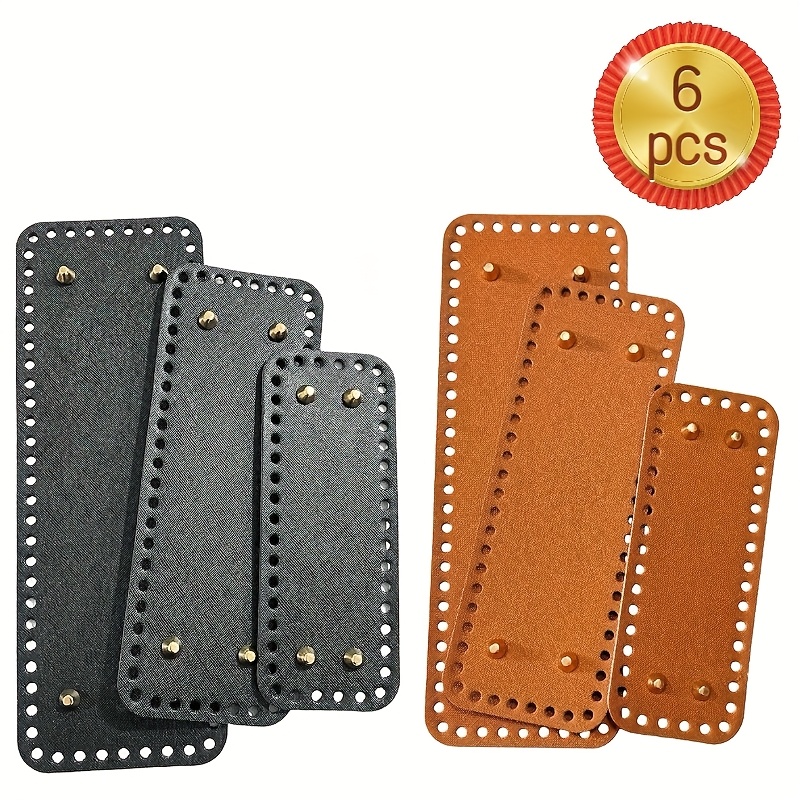 TEMU 6pcs Brown/black Bag Base Faux Leather Purse Bottom For Crochet, 3 Sizes Bag Bottoms Black Rectangle Knitting Crochet Bags Bottom Shaper Cushion