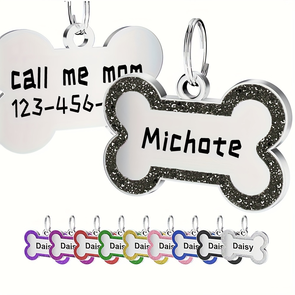 

Personalized Pet Id Tag, Custom Information Bone-shaped Tag, Engraved Double-sided Large Dog Tag, Large Cat Id Tag Pet Collar