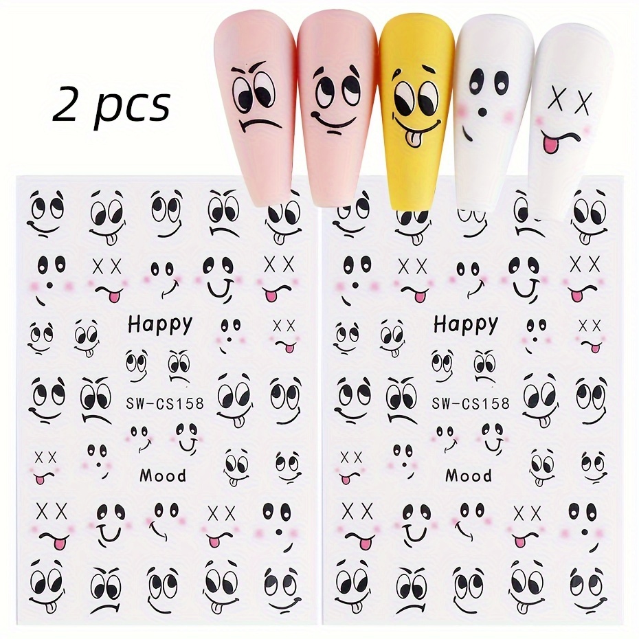 2 Sheets Of Adhesive Nail Stickers, Cute Nail Decals, Sw-cs158+158