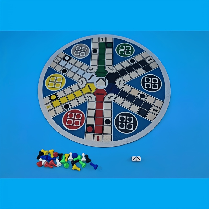 TEMU 6-person Large Size 35cm/13.39 Inches - Includes: 1pc Round Chessboard, 24pcs 6-color Dice, 2pcs Dice. Classic Dice Board Game, Suitable For 6