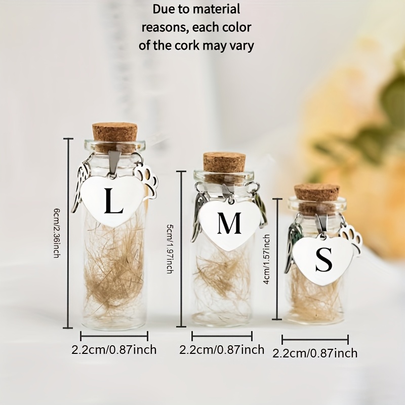 TEMU Custom Engraved Glass Bottles For Pet Hair Keepsakes, Featuring A Cork Stopper, Suitable For Storing Pet Fur Or Teeth As A Memorial Gift