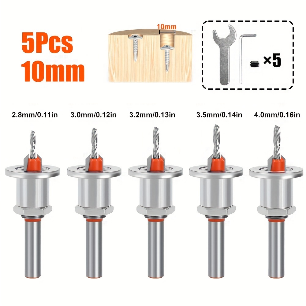 Set Svasatore Legno 6 Pezzi - Punte Per Trapano, Profondità Regolabile, Per Falegnameria - Foto 3