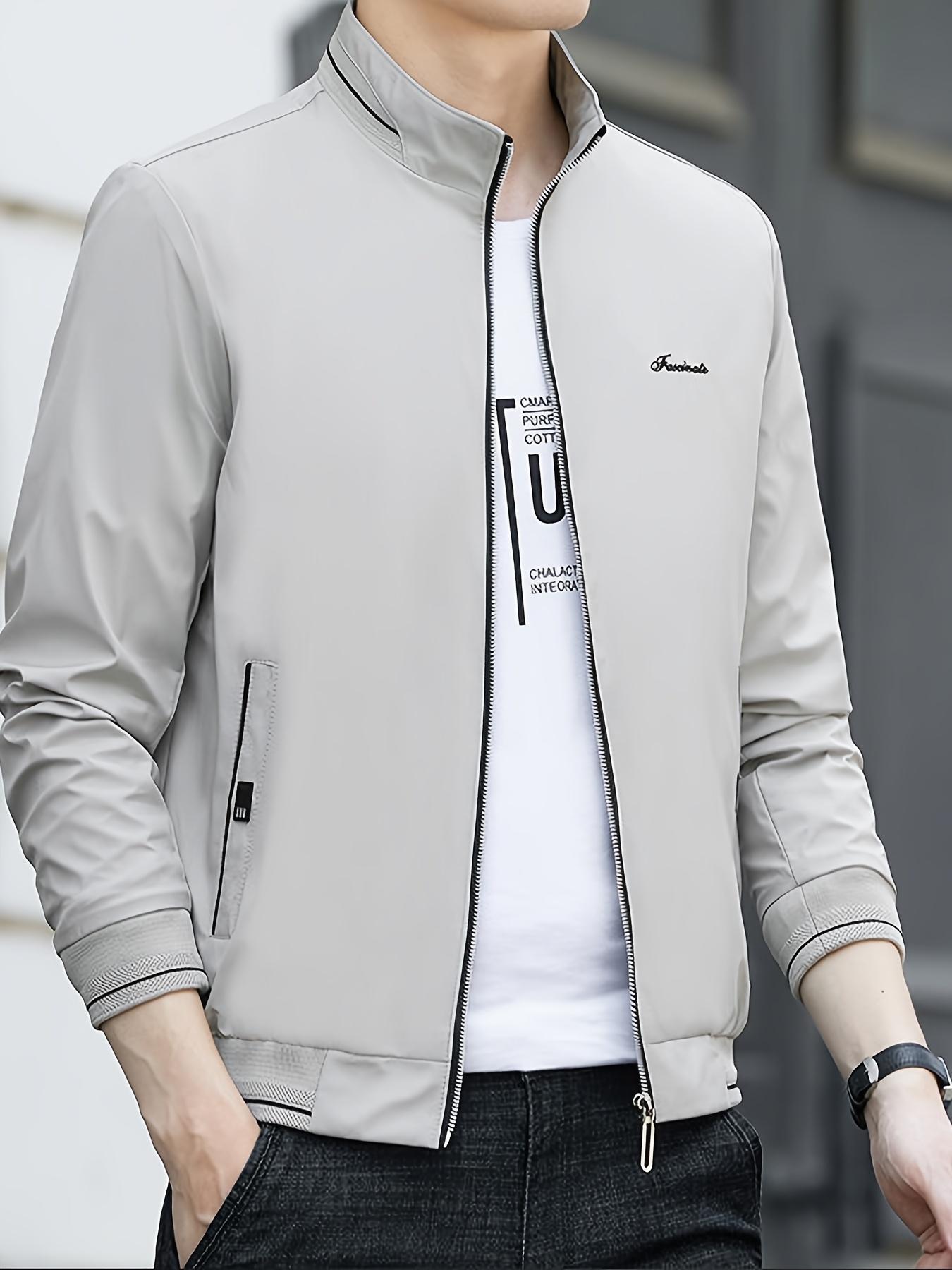 elegante jacke stehkragen herren lässige langarm kapuze Temu Germany