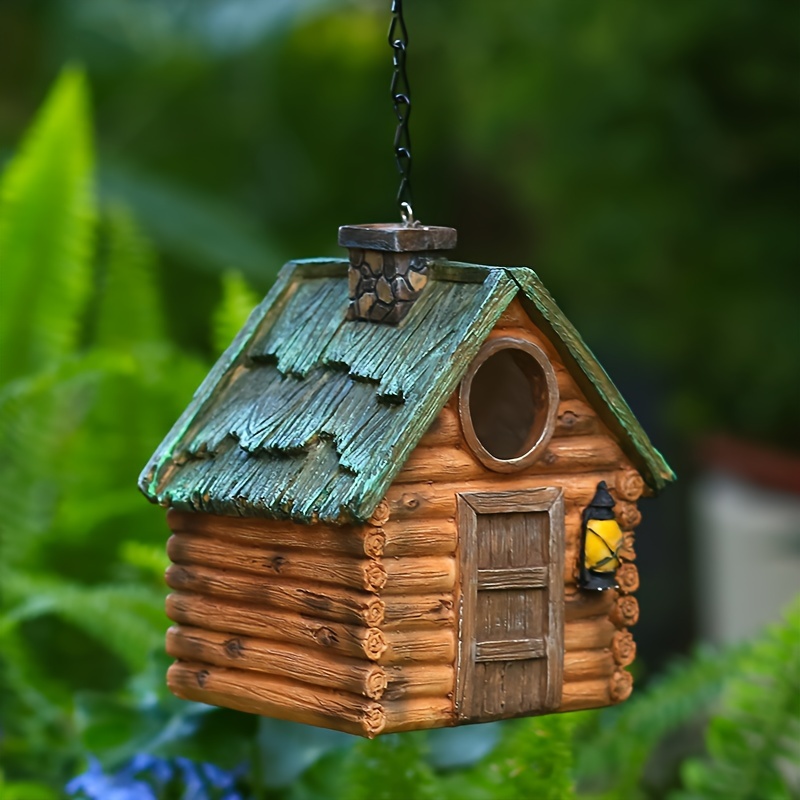 

Classic Resin Hanging Birdhouse: - No Battery Required