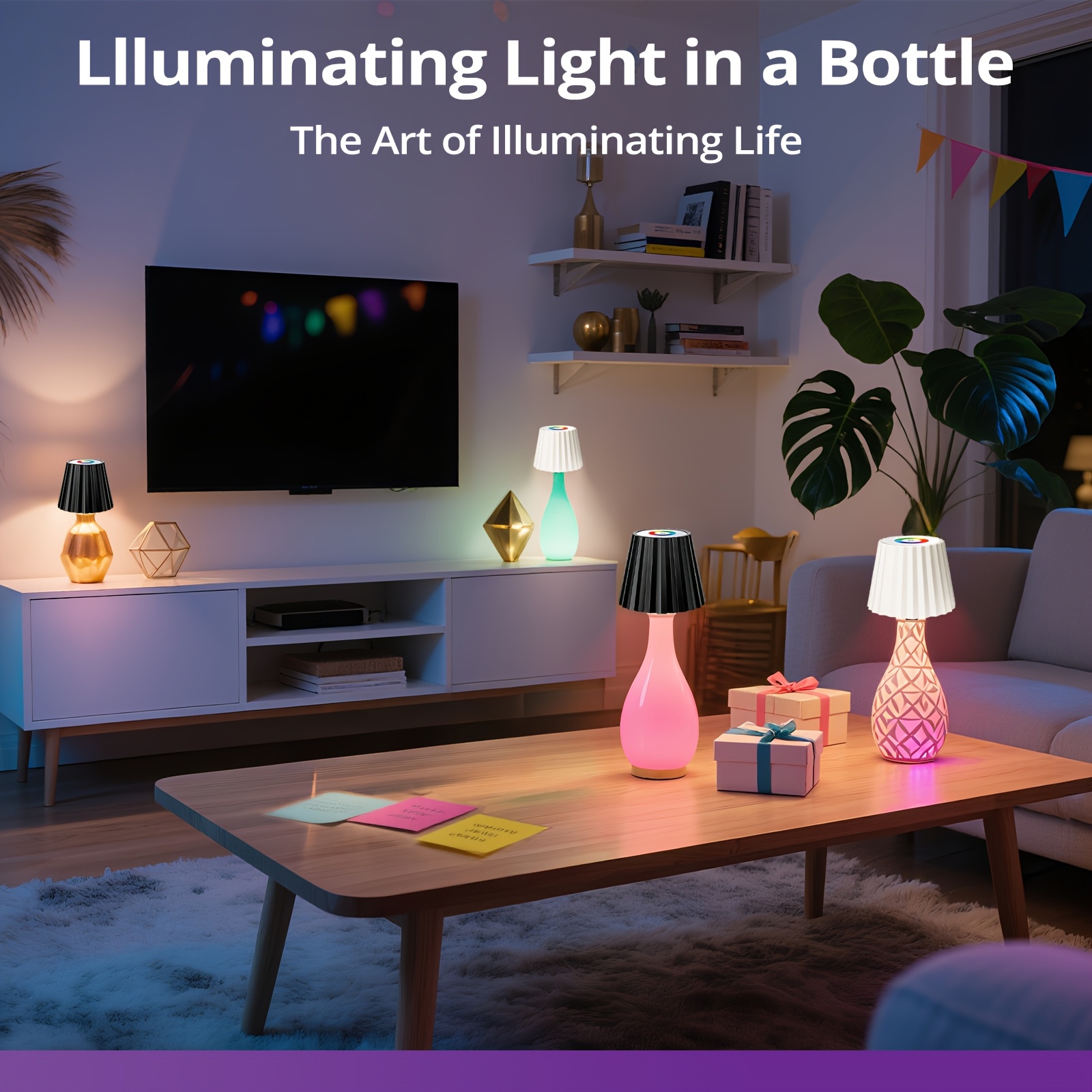 LED Wireless Bottle Light with RGB Mode and Stepless Dimming