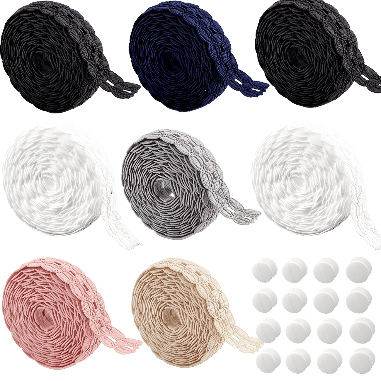 TEMU Ensemble de 24 pièces : 8 boucles et 16 boutons, design de ceinture en dentelle , convient aux t-shirts, robes et chemises ; rallonge de bouton