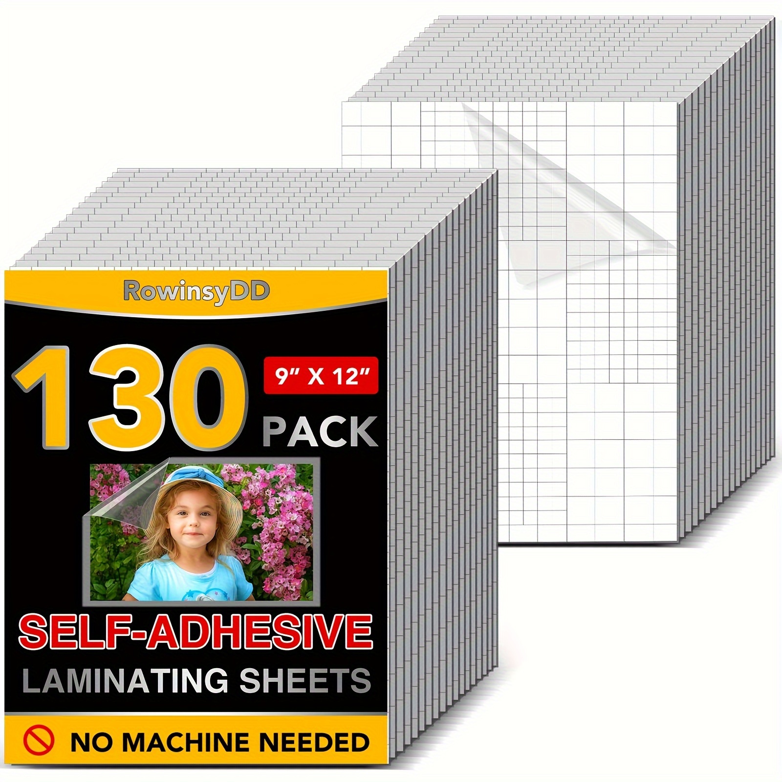 130pcs Self-adhesive Laminating Sheets, 9x12 Inches - Needed, & Stick, Clear Pp Film For Office And Home Use: retailer-supplied image