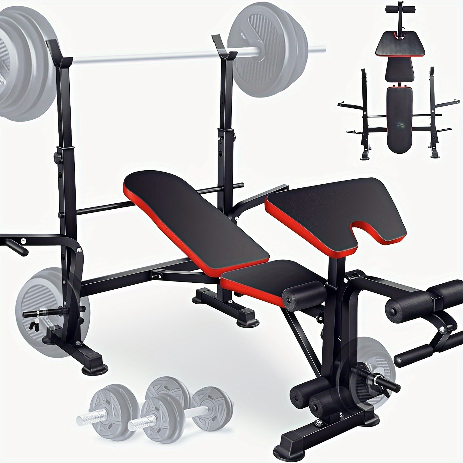 

Professional 600lbs 6in 1 Weight Bench Set With Rack Leg Developer Press Set Workout Bench For Full Home Gym(us Stock)