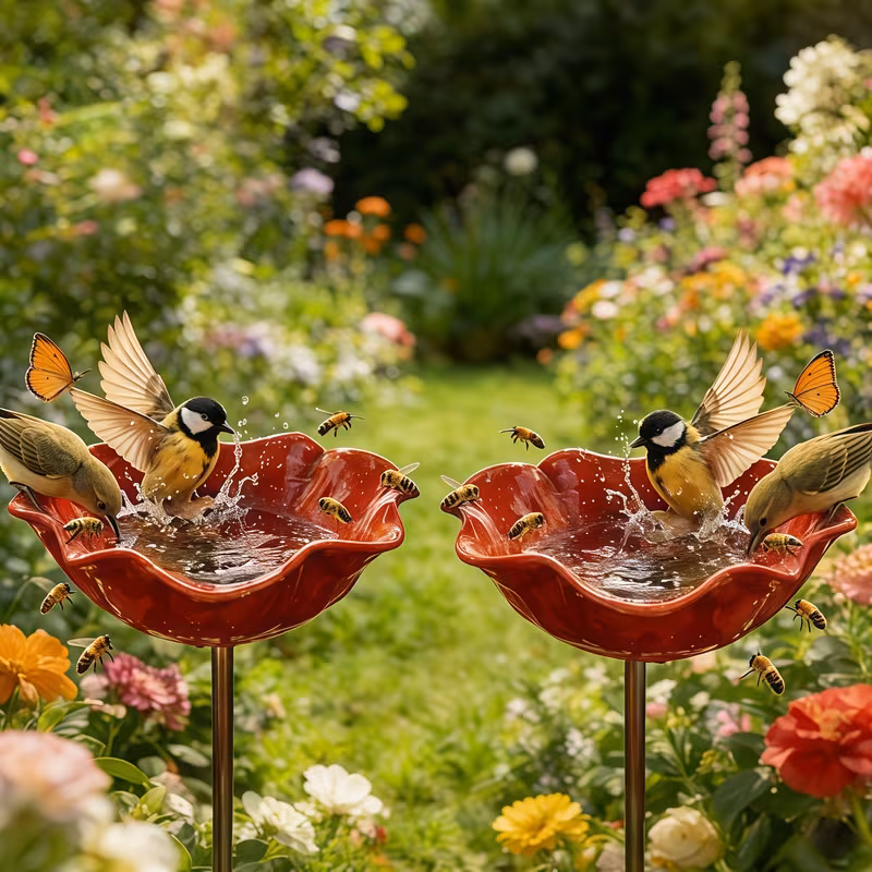 3 2pcs 5 9 inch wrought iron garden decoration outdoor bird and bee watering station to the most intimate gift for gardening enthusiasts bird details 3