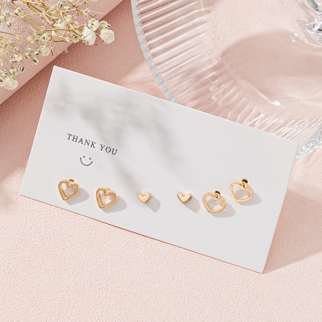 3 Pairs Heart-Shaped Combination Earrings Set