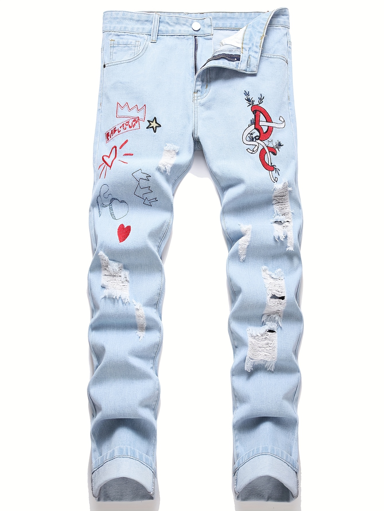 Dezsed Ripped Distressed Jeans for Men SlimDenim Pants Men's