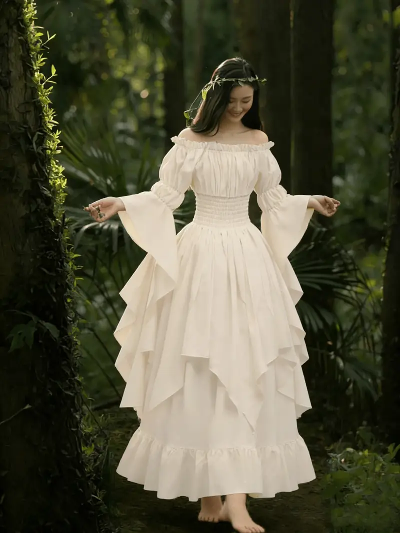forest fairy princess dress shoulder dress flared - Temu Mauritius forest fairy princess dress shoulder dress flared - Temu Mauritius