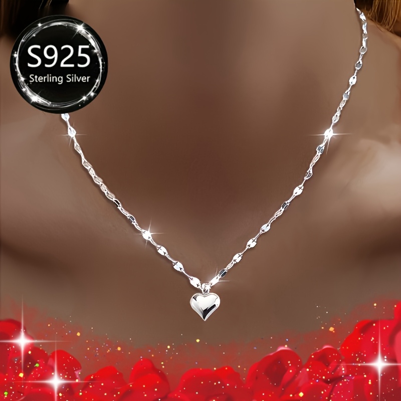 925 Silver Lip & Heart Pendant Necklace & Bracelet Set