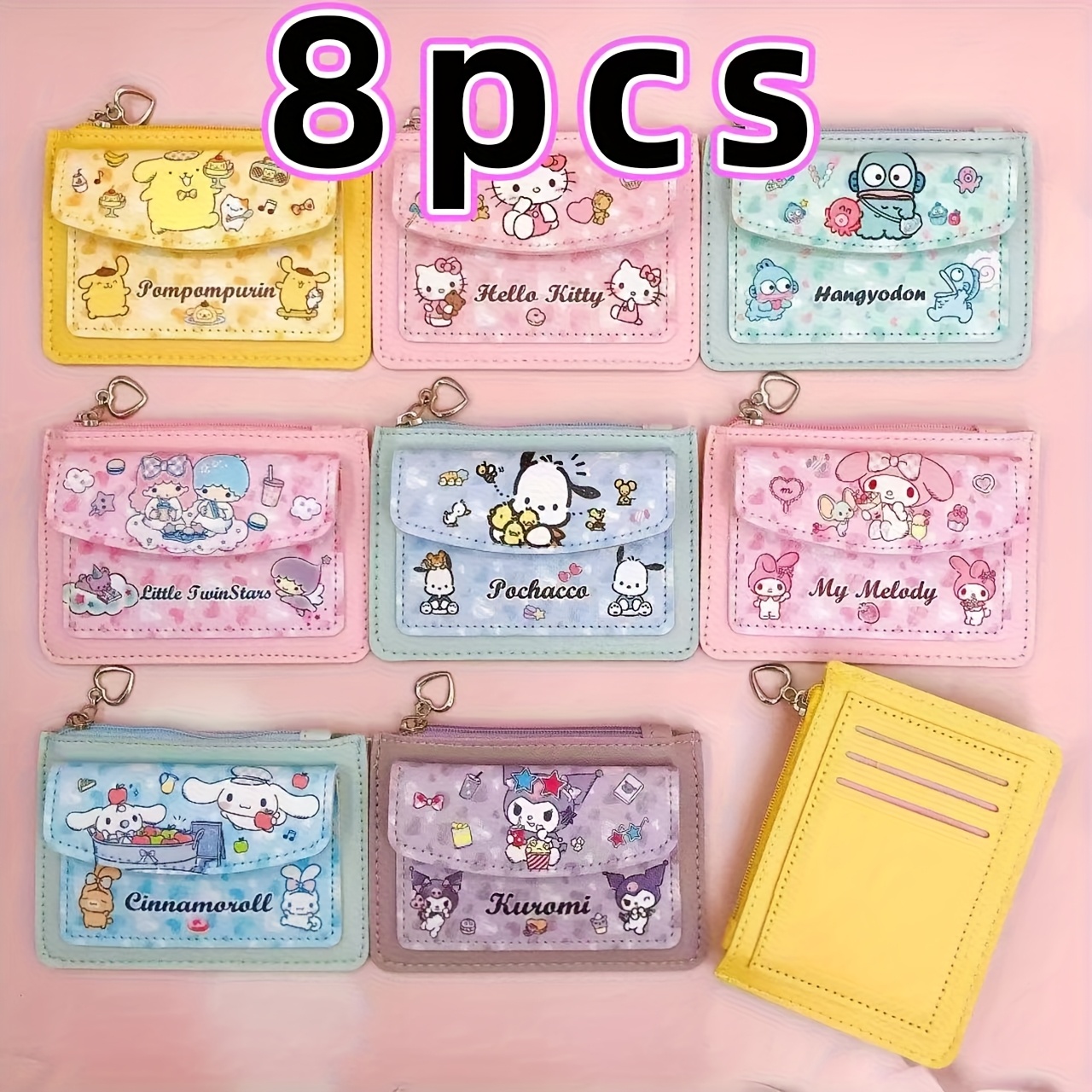 TEMU Set Of 8 Wallet Card Holders, Adorable Hello Kitty Gift