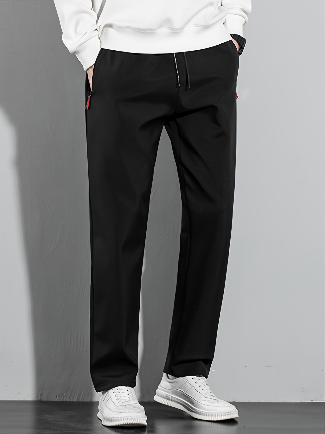 Men's Plus Size Casual Joggers - Comfortable, Versatile Sports Pants for Spring/Summer, Solid Color with Zipper Detail, Commuting, Plus Size, Loose Fit, PLUS SIZE