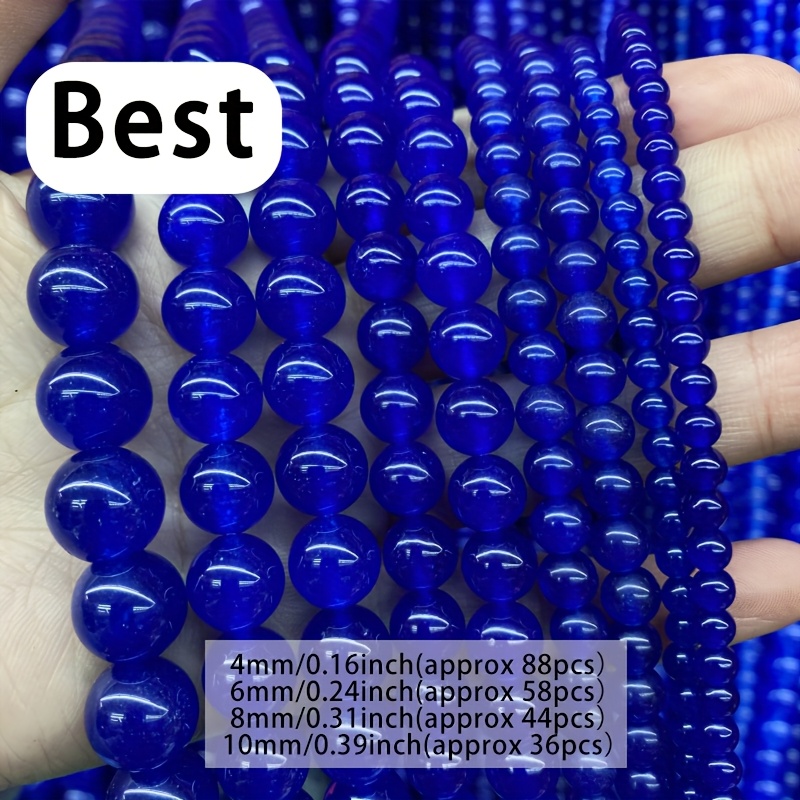 Natural Stone Dark Blue Jades Round Loose Beads For Jewelry Making