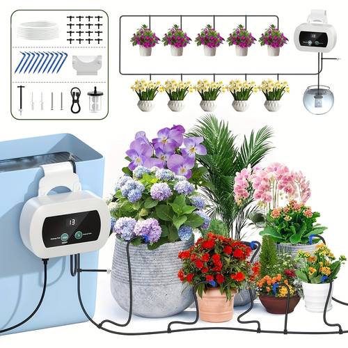 usb automatic irrigation kit for indoor watering system with water pipes and drip irrigation accessories suitable for irrigation tools for indoor and outdoor gardens courtyards