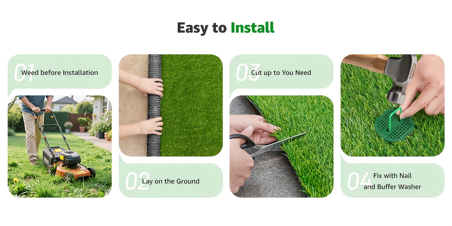 3.3*13.1ft Artificial Grass Turf Reusable Dog Pee Pads Potty Training with Drainage Holes Fake Grass Patch Turf for Dogs Pets Lawn Balcony 39.37*157.48inch/100x400cm