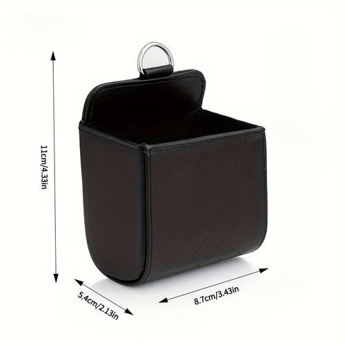1pc premium pu leather car air vent organizer with multi pockets for keys phone glasses fit anti slip hook diamond design black