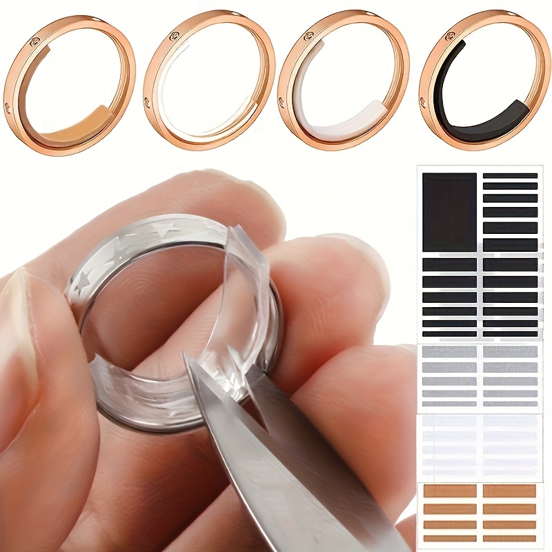 

4pcs Invisible Ring Size Adjuster Sticker - Transparent Resizer For Loose Rings - For Perfect Fit Loose Ring Sizes