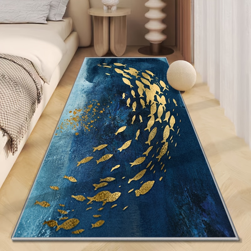 

Shipping 860g Golden Diamond Velvet 1pc/0.8cm Solid Color Simple Mat, Long Retro Persian Living Room Anti-slip Mat, Bedroom Light Luxury High-end