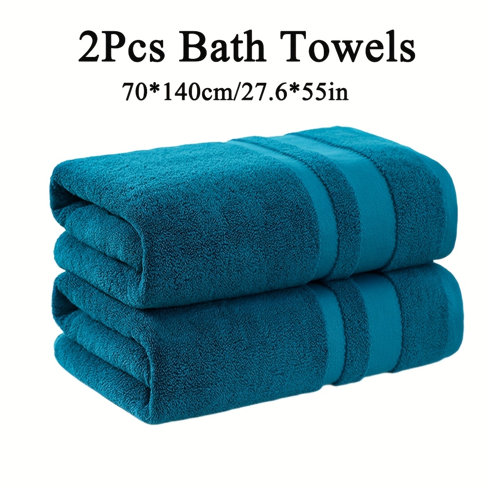 Image of 2pcs Bath Towels Set 70*140cm/27.6*55in, Solid Sauna Towel, Household Bath Towel, Soft And Comfortable, Absorption, Suitable For Home Shower, Hotel, Fitness, Spa, Sauna, Optional