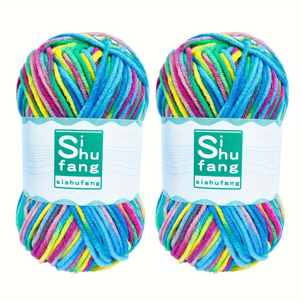 Image of 2pcs 5 Strands Of Milk Yarn, Multiple Colors, 100% Acrylic Mixed Color Hand-crocheted And Knitted Soft Yarn, Suitable For Making Hats, Scarves, Gloves, Blankets, Crafts, Etc1.69oz/pc
