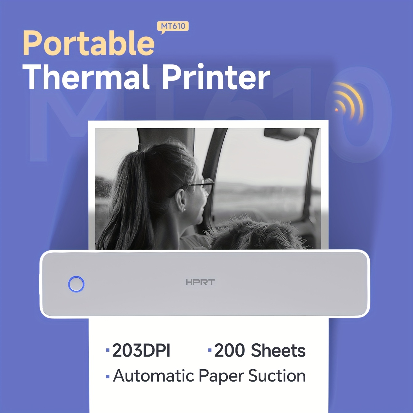 IDPRT MT610 Imprimante Thermique Portable A4 - Sans Encre, Bluetooth, Compatible Windows IOS Android, 300 DPI Pour Maison Et Voyage