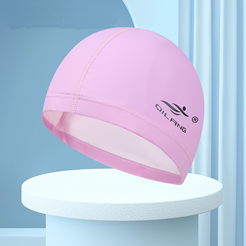 Unisex Waterproof Swimming Cap, Elastic PU Swim Cap Durable Non-Slip Waterproof Long Hair Ear Protection