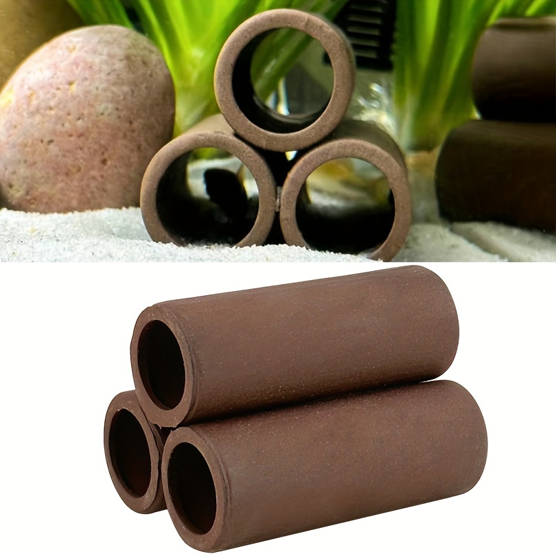 

1pc Ceramic Aquarium Decor Fish Tank Shrimp Breeding Shelter Tube With 3 Holes, Hideout Cave Habitat For Aquatic Pets