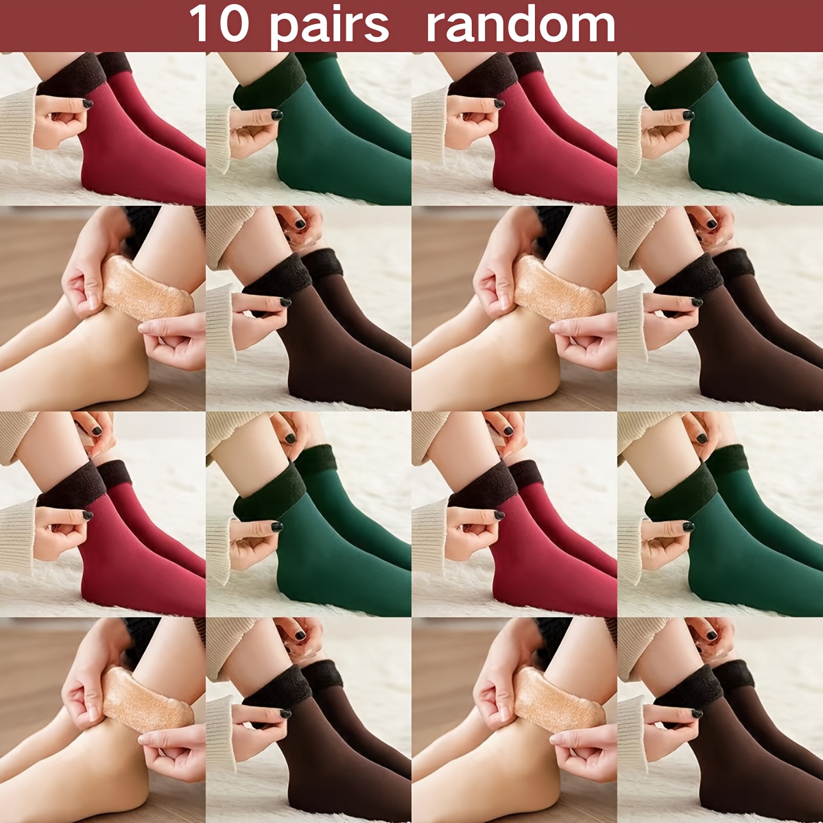 

10 Pairs Of Women's Winter Warm Socks, Soft And Comfortable, Unisex, Cold .