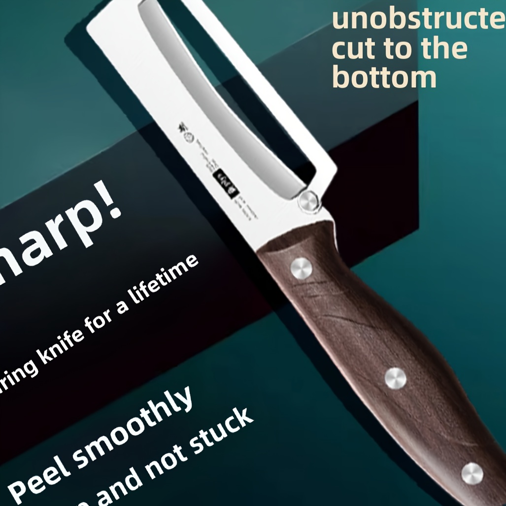 1pc Stainless Steel Paring Knife, Commercial Sugarcane Peeler, Pineapple Cutter, Kitchen Melon Light Beige Scraper - Stamped Construction Blade,Not suitable for left-hand use