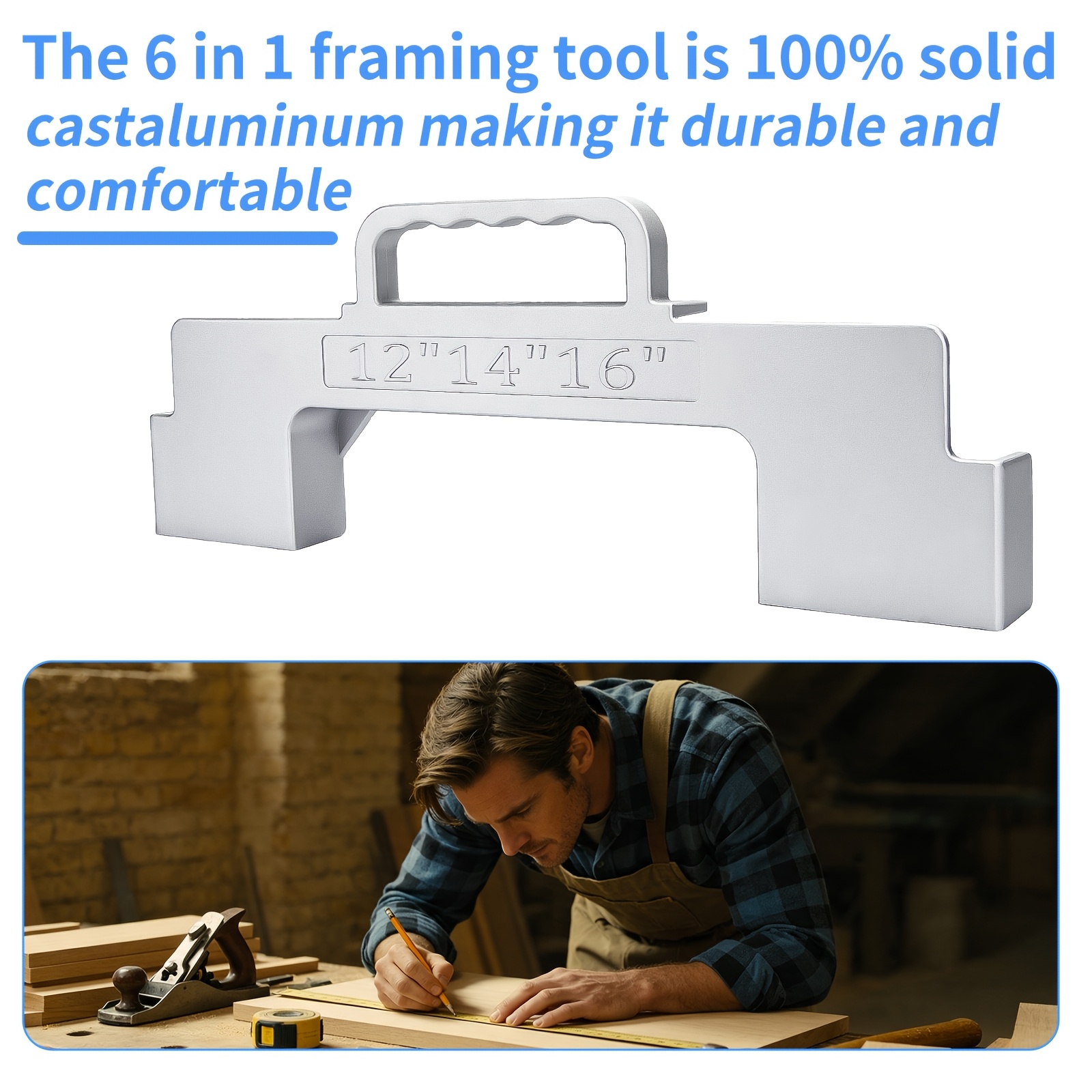 TEMU New Frame Tool, Rib Layout Adjustment Tool, Cast Aluminum Material Suitable For 12, 14, 16 Inch Center ; Used To Center Wall Studs In Framing