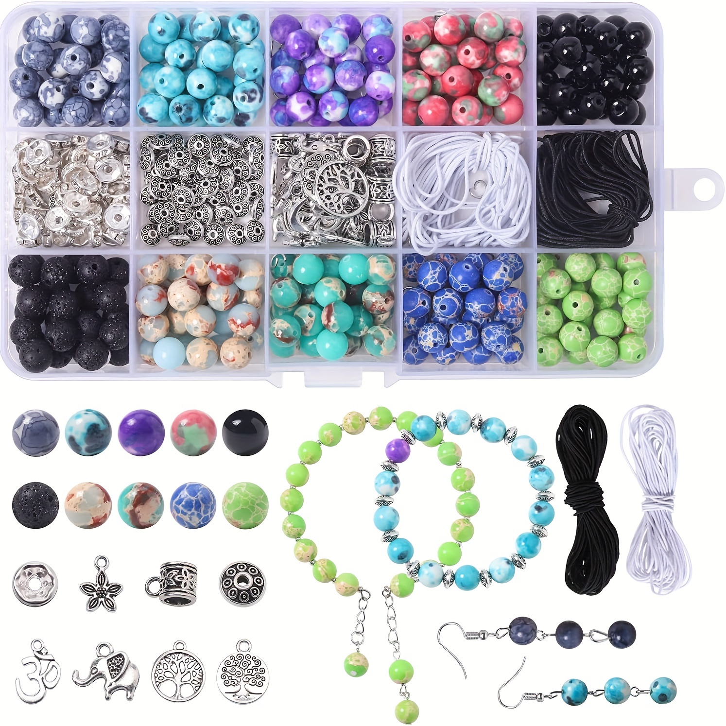 

419pcs 8mm Stone Beads For Jewelry Making, Chakra Beads For Bracelets Necklace Earring