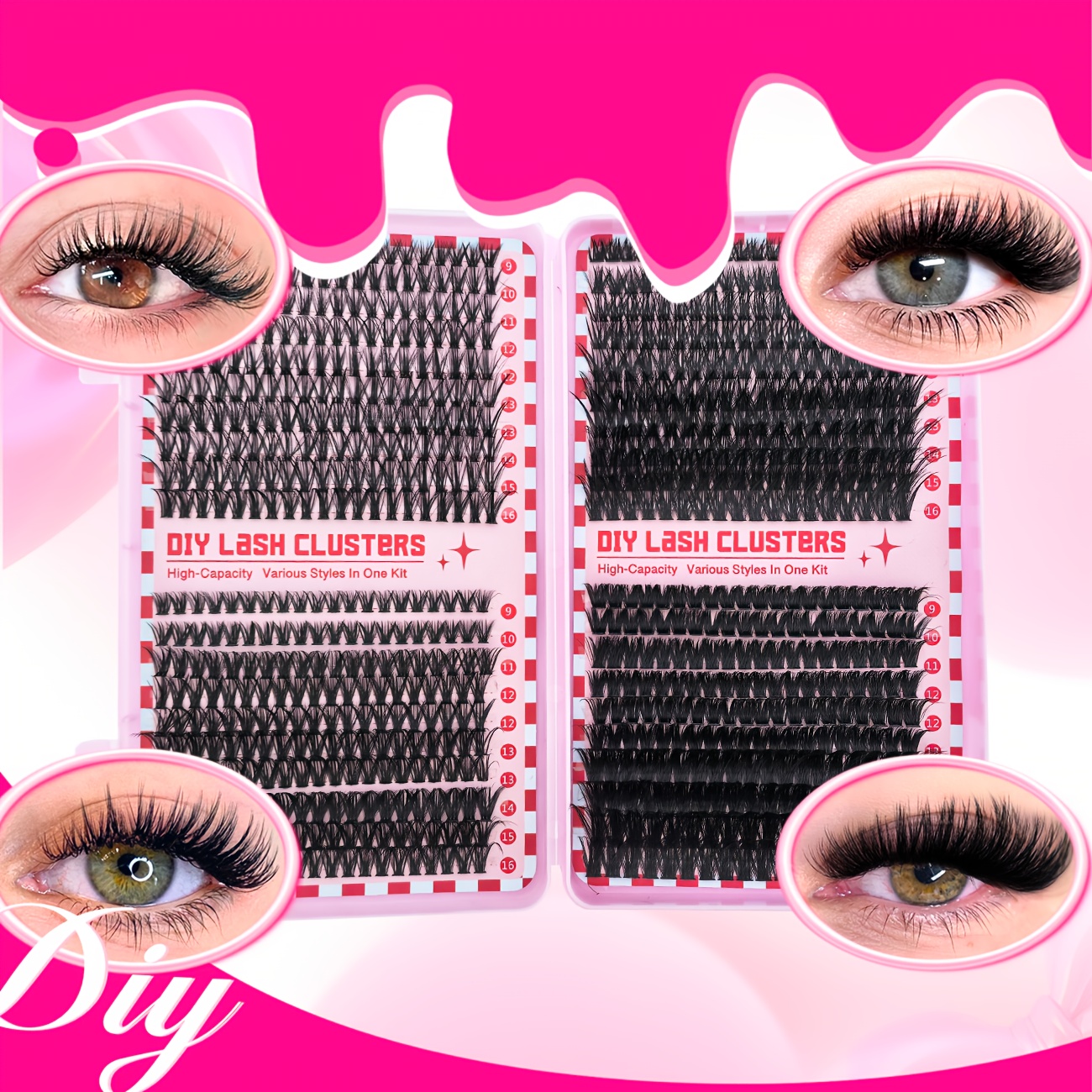 

800pcs Diy Lash Kit, Reusable False Eyelashes In Dd , Cat Eye & Cosplay Styles, Fluffy 40d60d80d100d Thickness, With Extra 0.07mm For Beginners, Ideal Christmas Gift