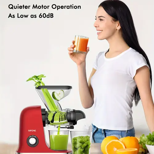 slow juicer red multifunctional high nutrition fruit vegetable juicer 117 rpm quiet clean compact lightweight design plug 110 130v for home kitchen slow masticating juicer